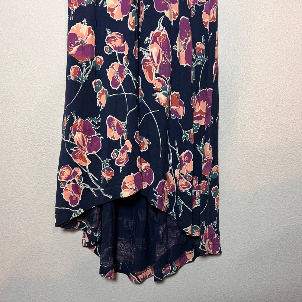 Anthropologie Maeve Midi Dress Floral Heppel Blue Purple Ruched Size Small - Picture 9 of 16